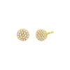 Gold Tiny Round Pavé Disc Stud Earring - Adina Eden's Jewels