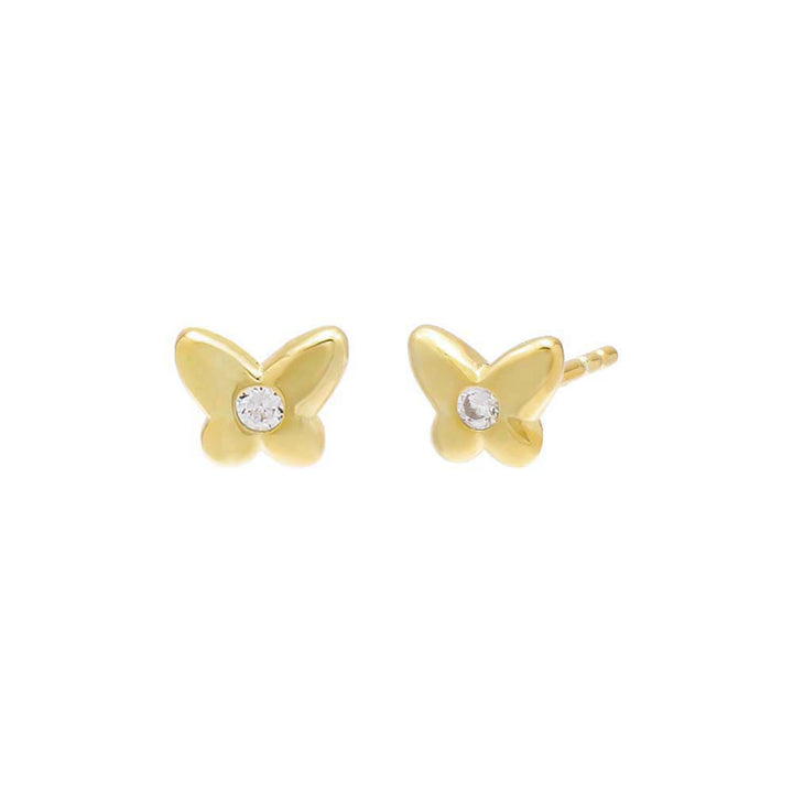 Gold Tiny CZ Butterfly Stud Earring - Adina Eden's Jewels
