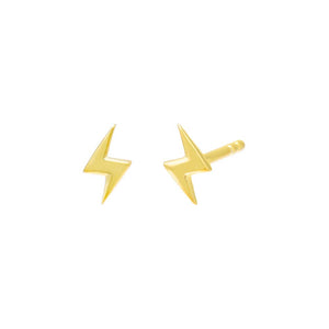 Gold Tiny Solid Lightning Bolt Stud Earring - Adina Eden's Jewels