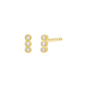 Gold Tiny Trio Bezel Bar Stud Earring - Adina Eden's Jewels