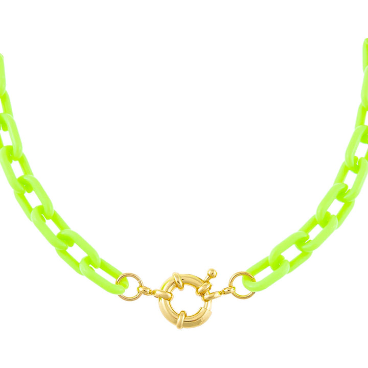 Neon Green Neon Paper Clip Toggle Choker - Adina Eden's Jewels