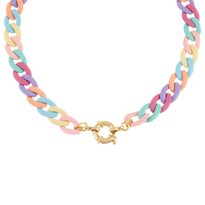 Multi-Color Pastel Colored Chain Link Toggle Choker - Adina Eden's Jewels