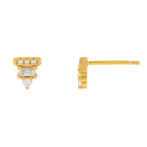 Gold Multi CZ Triangle Stud Earring - Adina Eden's Jewels