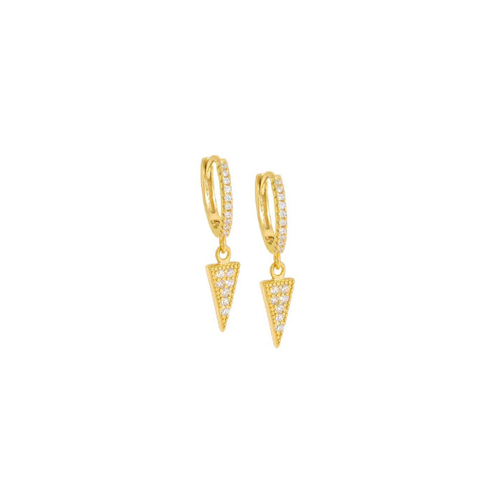 Gold / Pair Pavé Dangling Dagger Huggie Earring - Adina Eden's Jewels