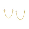 Gold / Pair Double Trio Cluster Chain Stud Earring - Adina Eden's Jewels
