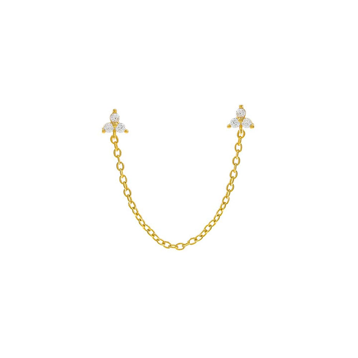 Gold / Single Double Trio Cluster Chain Stud Earring - Adina Eden's Jewels