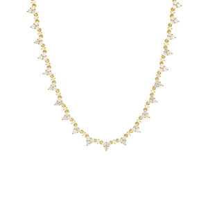 Gold Multi Trio Cluster Tennis Necklace - Adina Eden's Jewels