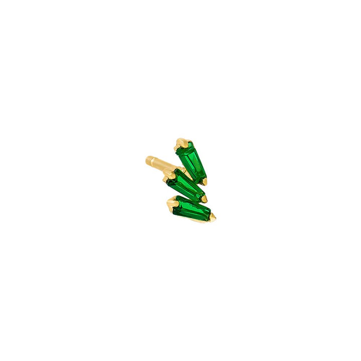 Emerald Green / Single Colored Triple Baguette Stud Earring - Adina Eden's Jewels