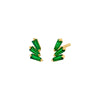 Emerald Green / Pair Colored Triple Baguette Stud Earring - Adina Eden's Jewels