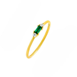 Emerald Green / 6 CZ Colored Dainty Baguette Ring - Adina Eden's Jewels