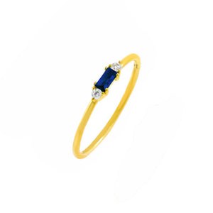 Sapphire Blue / 5 CZ Colored Dainty Baguette Ring - Adina Eden's Jewels
