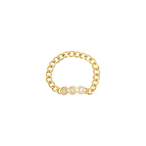 14K Gold / 7 Diamond Bezel Chain Ring 14K - Adina Eden's Jewels