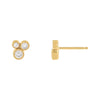 14K Gold CZ Triple Bezel Stud Earring 14K - Adina Eden's Jewels