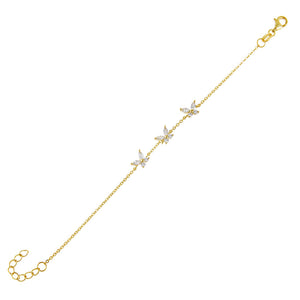 Gold CZ Triple Butterfly Bracelet - Adina Eden's Jewels