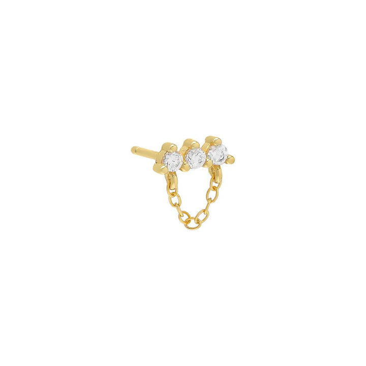 Gold / Single / 7MM 3 Prong Bar Chain Stud Earring - Adina Eden's Jewels