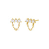 Gold / Pair / 7MM 3 Prong Bar Chain Stud Earring - Adina Eden's Jewels