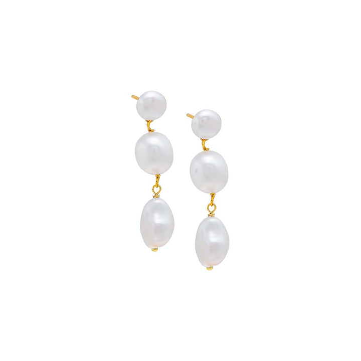 Pearl White / Pair Multi Baroque Pearl Drop Stud Earring - Adina Eden's Jewels