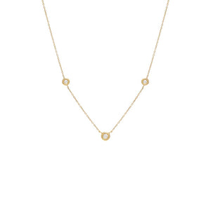 14K Gold Diamond Triple Solitaire Bezel Necklace 14K - Adina Eden's Jewels