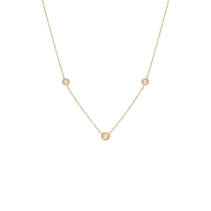 14K Gold Diamond Triple Solitaire Bezel Necklace 14K - Adina Eden's Jewels