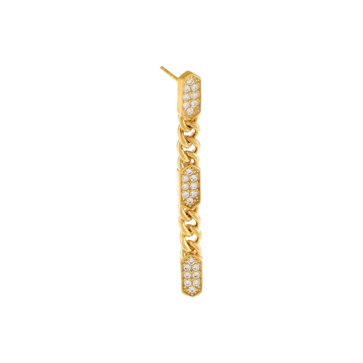 Gold / Single Pavé Bar Drop Stud Earring - Adina Eden's Jewels