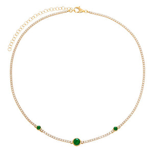  Colored Graduated Solitaire Bezel Thin Tennis Choker - Adina Eden's Jewels