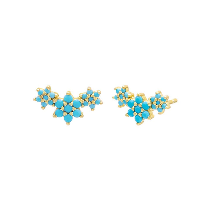 Turquoise Triple Flower Stud Earring - Adina Eden's Jewels