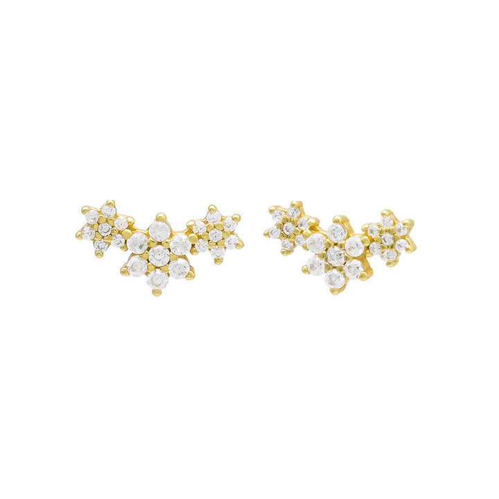 Clear Triple Flower Stud Earring - Adina Eden's Jewels