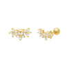 Gold Triple Flower Threaded Stud Earring - Adina Eden's Jewels