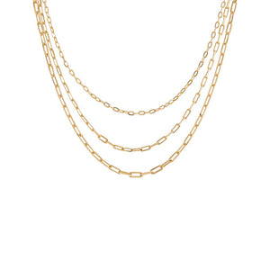 Gold / 12.5" Triple Layered Graduated Paperclip Necklace - Adina Eden's Jewels