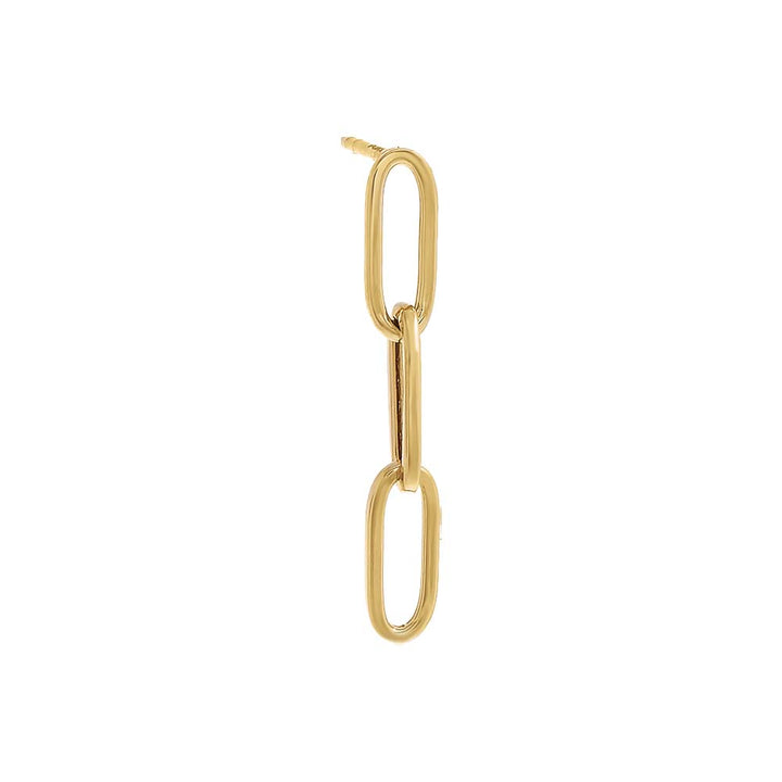 14K Gold / Single Chunky Paperclip Drop Down Stud Earring 14K - Adina Eden's Jewels