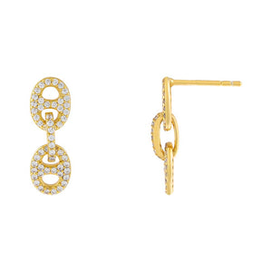 Gold Pavé Mariner Dangling Stud Earring - Adina Eden's Jewels