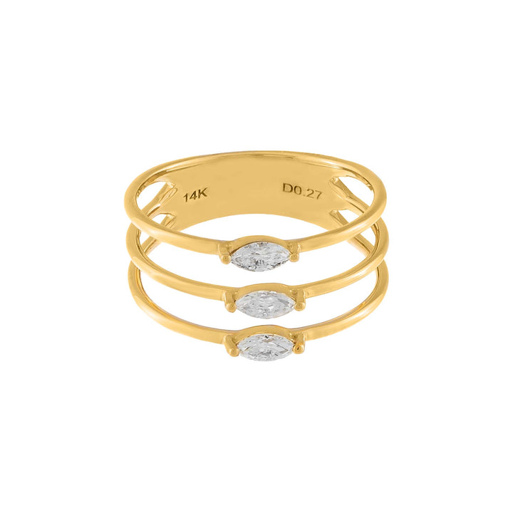  Diamond Triple Marquise Row Ring 14K - Adina Eden's Jewels