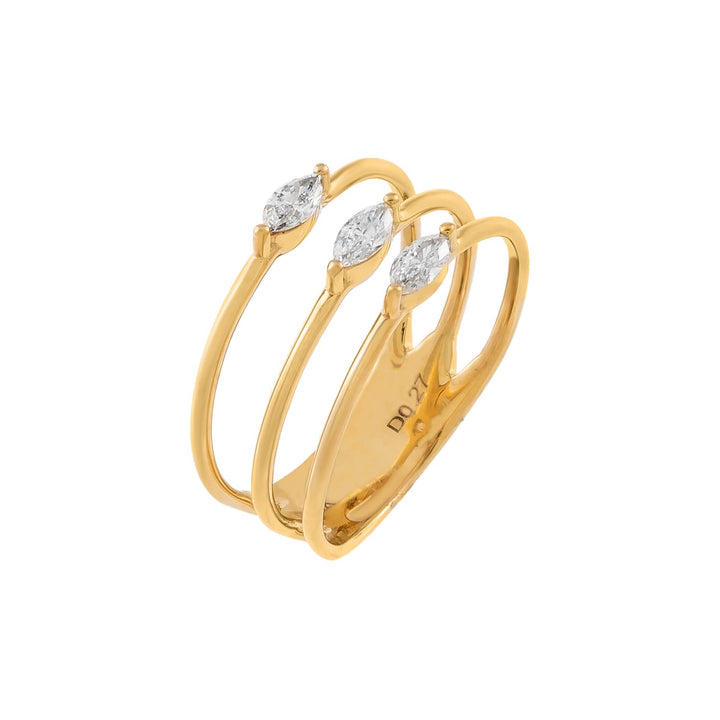 14K Gold / 6 Diamond Triple Marquise Row Ring 14K - Adina Eden's Jewels
