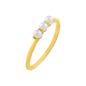 Pearl White / 5 Triple Pearl Ring - Adina Eden's Jewels