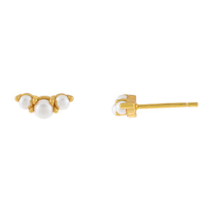 Pearl White Triple Pearl Stone Stud Earring - Adina Eden's Jewels
