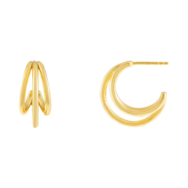Gold Triple Row Hoop Earring - Adina Eden's Jewels