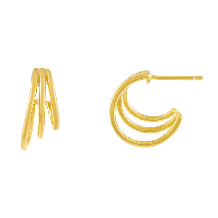 Gold Thin Solid Triple Hoop Earring - Adina Eden's Jewels