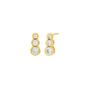 Gold Graduated CZ Bezel Bar Stud Earring - Adina Eden's Jewels