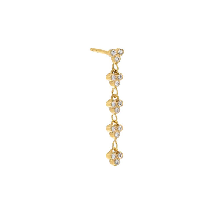 14K Gold / Single Diamond 5 Cluster Drop Stud Earring 14K - Adina Eden's Jewels