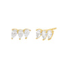 Gold / Pair Triple Teardrop Curved Bar Stud Earring - Adina Eden's Jewels