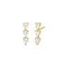 Gold / Pair Triple Teardrop Bar Stud Earring - Adina Eden's Jewels