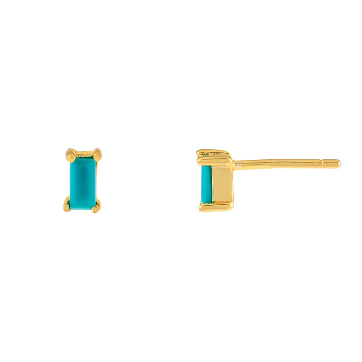 Turquoise Mini Turquoise Baguette Stud Earring - Adina Eden's Jewels