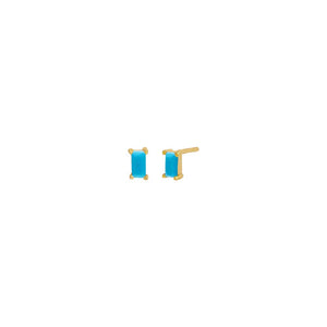 Turquoise / Pair Tiny Colored Baguette Stud Earring - Adina Eden's Jewels