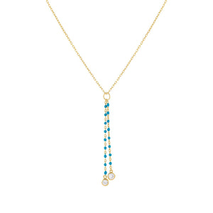 Gold Enamel Beaded Charm Lariat - Adina Eden's Jewels
