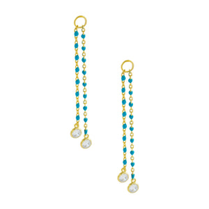 Turquoise Bezel X Enamel Drop Earring Charm - Adina Eden's Jewels