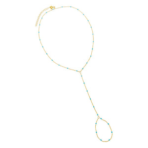 Turquoise Enamel Bead Hand Chain - Adina Eden's Jewels