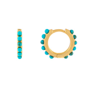 Turquoise Turquoise Beaded Huggie Earring - Adina Eden's Jewels