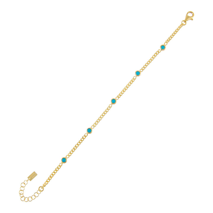 Turquoise CZ Colored Cuban Chain Bracelet - Adina Eden's Jewels