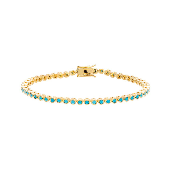 Turquoise Gemstone Bezel Tennis Bracelet - Adina Eden's Jewels