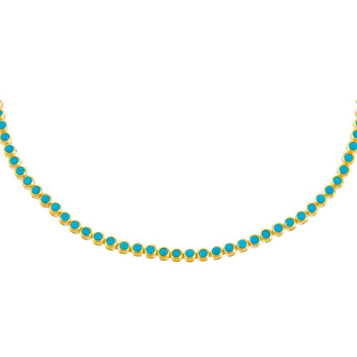 Turquoise / 3 MM CZ Bezel Choker - Adina Eden's Jewels